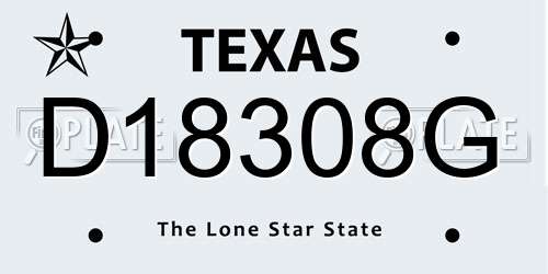 D18308G Texas License Plate