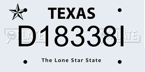 D18338I Texas License Plate