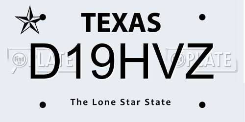 D19HVZ Texas License Plate