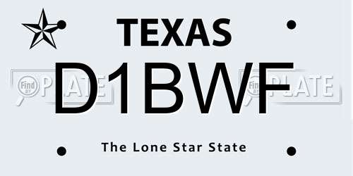 D1BWF Texas License Plate