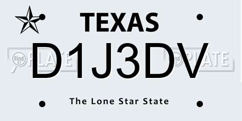 D1J3DV Texas License Plate