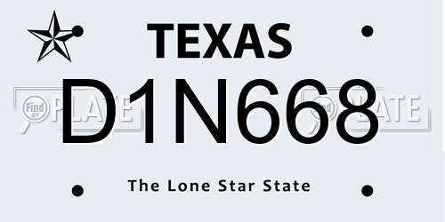 D1N668 Texas License Plate