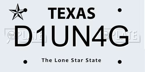 D1UN4G Texas License Plate