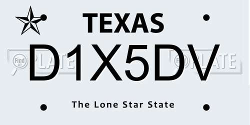 D1X5DV Texas License Plate