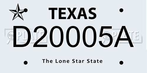 D20005A Texas License Plate