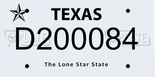 D200084 Texas License Plate