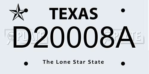 D20008A Texas License Plate