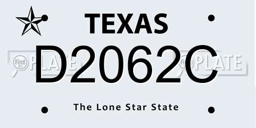 D2062C Texas License Plate