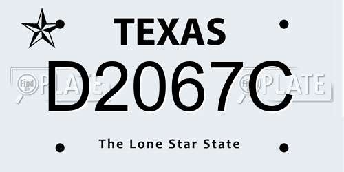 D2067C Texas License Plate