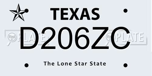 D206ZC Texas License Plate