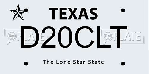 D20CLT Texas License Plate