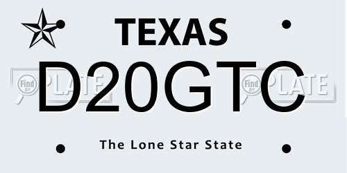 D20GTC Texas License Plate