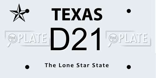 D21 Texas License Plate