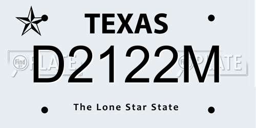 D2122M Texas License Plate