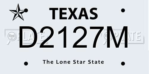 D2127M Texas License Plate