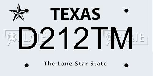 D212TM Texas License Plate