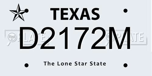 D2172M Texas License Plate
