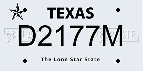 D2177M Texas License Plate
