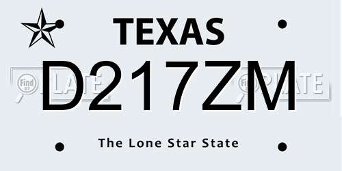 D217ZM Texas License Plate