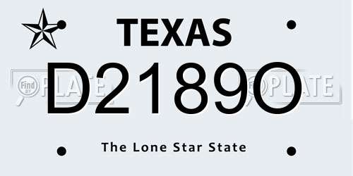 D2189O Texas License Plate
