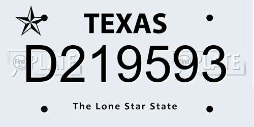 D219593 Texas License Plate