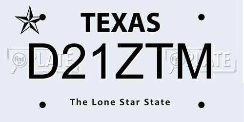 D21ZTM Texas License Plate