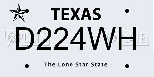 D224WH Texas License Plate