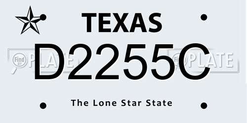 D2255C Texas License Plate