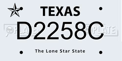 D2258C Texas License Plate