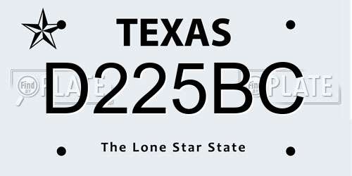 D225BC Texas License Plate