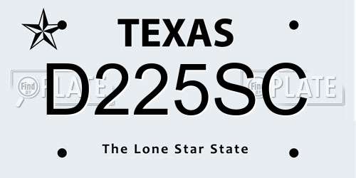 D225SC Texas License Plate
