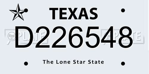 D226548 Texas License Plate