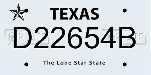 D22654B Texas License Plate