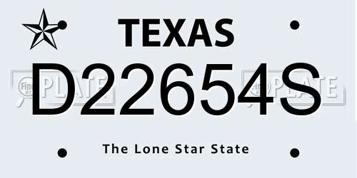 D22654S Texas License Plate