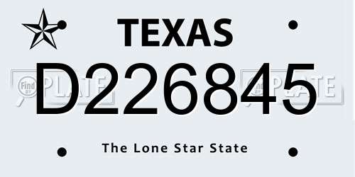 D226845 Texas License Plate