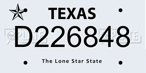 D226848 Texas License Plate