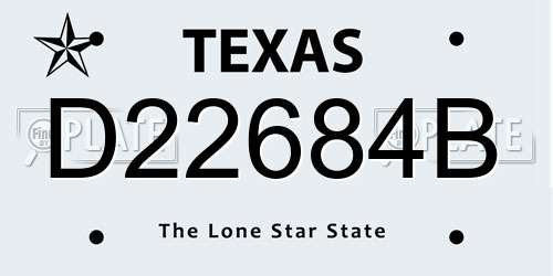 D22684B Texas License Plate