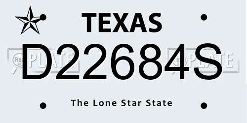 D22684S Texas License Plate