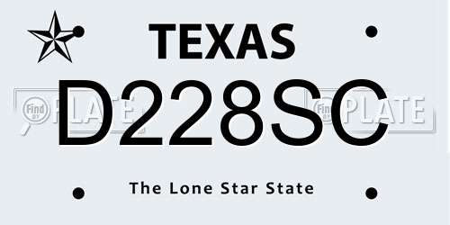 D228SC Texas License Plate