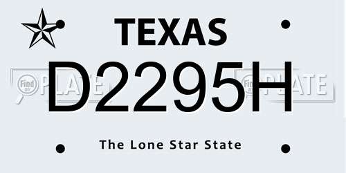 D2295H Texas License Plate