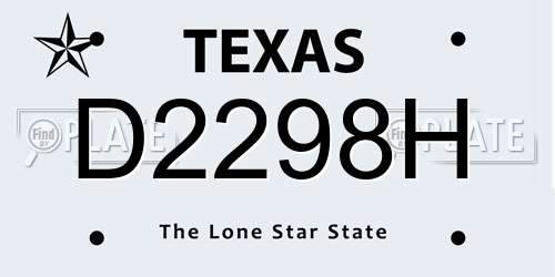 D2298H Texas License Plate