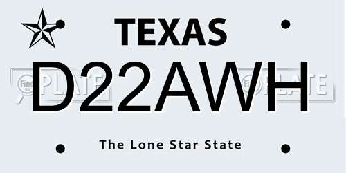 D22AWH Texas License Plate