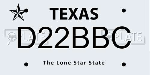 D22BBC Texas License Plate