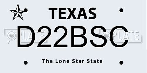 D22BSC Texas License Plate