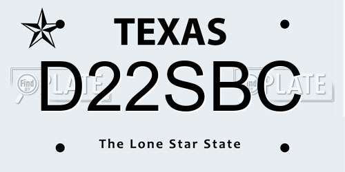 D22SBC Texas License Plate