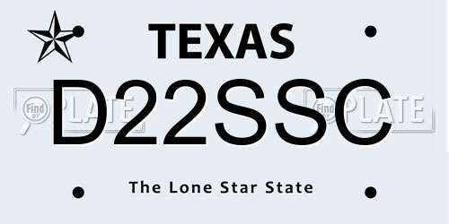 D22SSC Texas License Plate