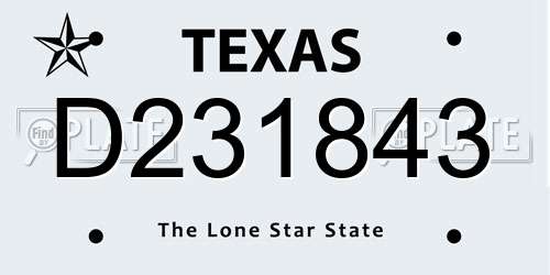 D231843 Texas License Plate