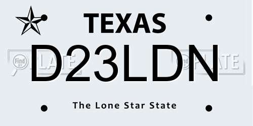 D23LDN Texas License Plate