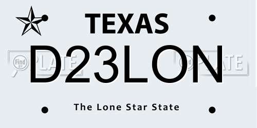 D23LON Texas License Plate