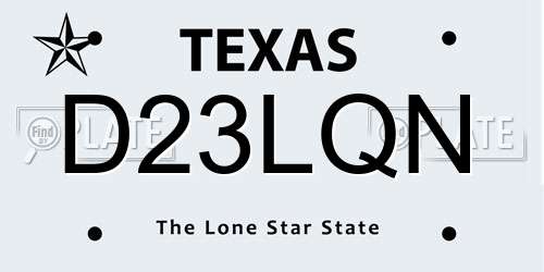 D23LQN Texas License Plate